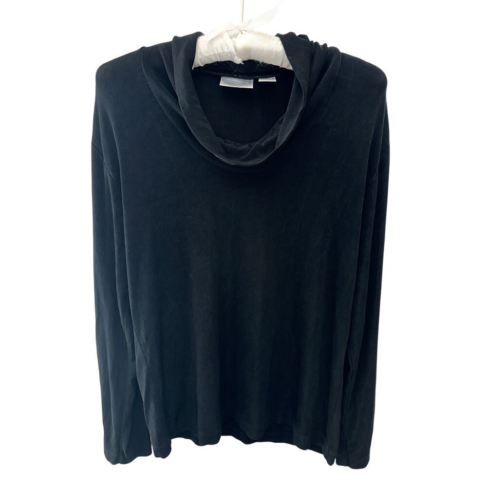 CHICO’S Travelers Black Cowl Neck Long Sleeve Top Travel Knit | Size 1 Medium
